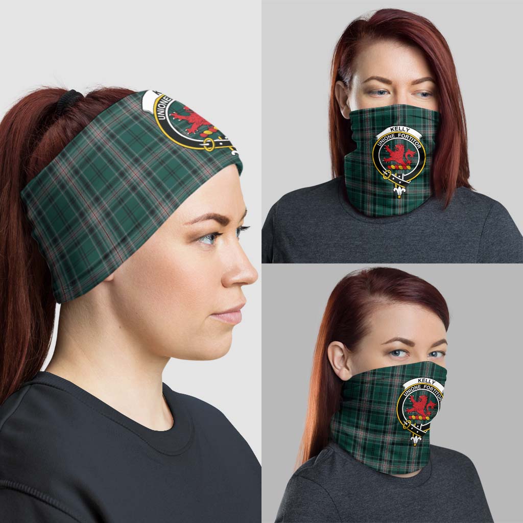 Kelly of Sleat Hunting Tartan Neck Gaiters, Tartan Bandanas, Tartan Head Band with Family Crest