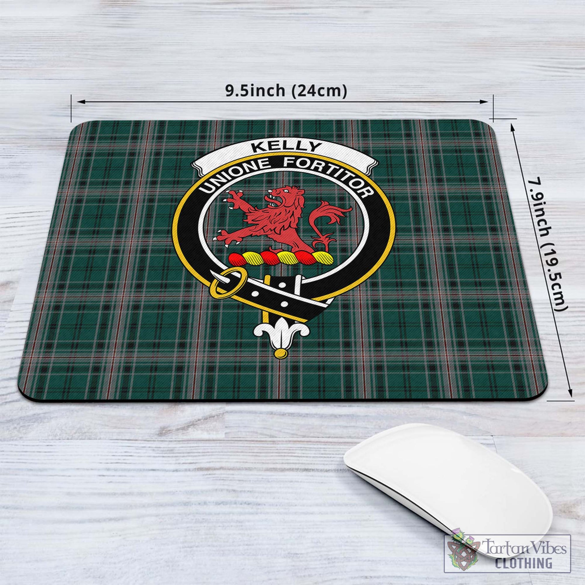 Tartan Vibes Clothing Kelly of Sleat Hunting Tartan Mouse Pad with Family Crest