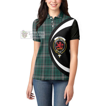 Kelly of Sleat Hunting Tartan Women's Polo Shirt with Family Crest Circle Style