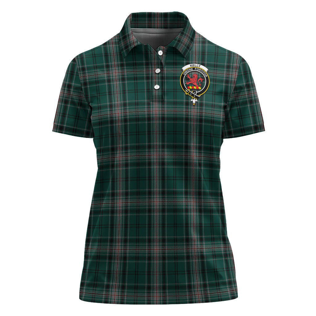 Kelly of Sleat Hunting Tartan Polo Shirt with Family Crest For Women - Tartan Vibes Clothing