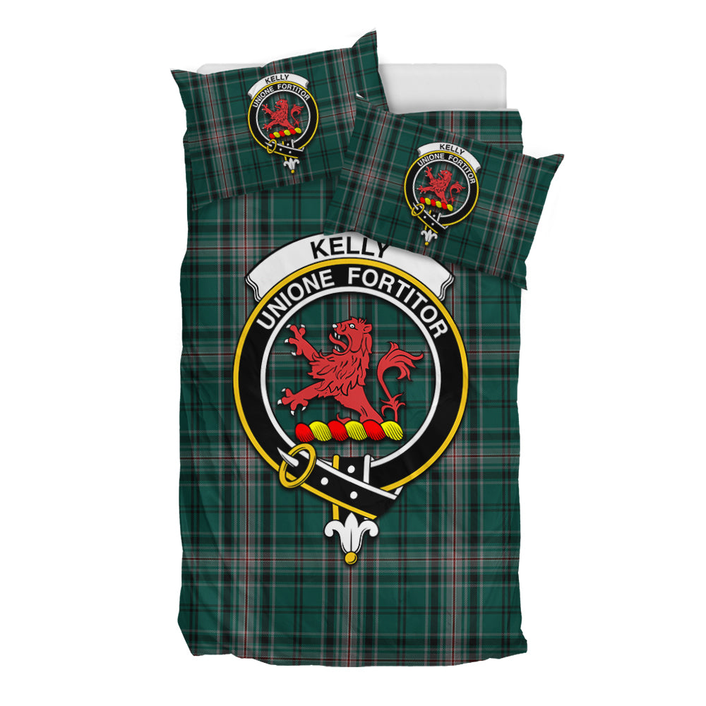 Kelly of Sleat Hunting Tartan Bedding Set with Family Crest - Tartan Vibes Clothing