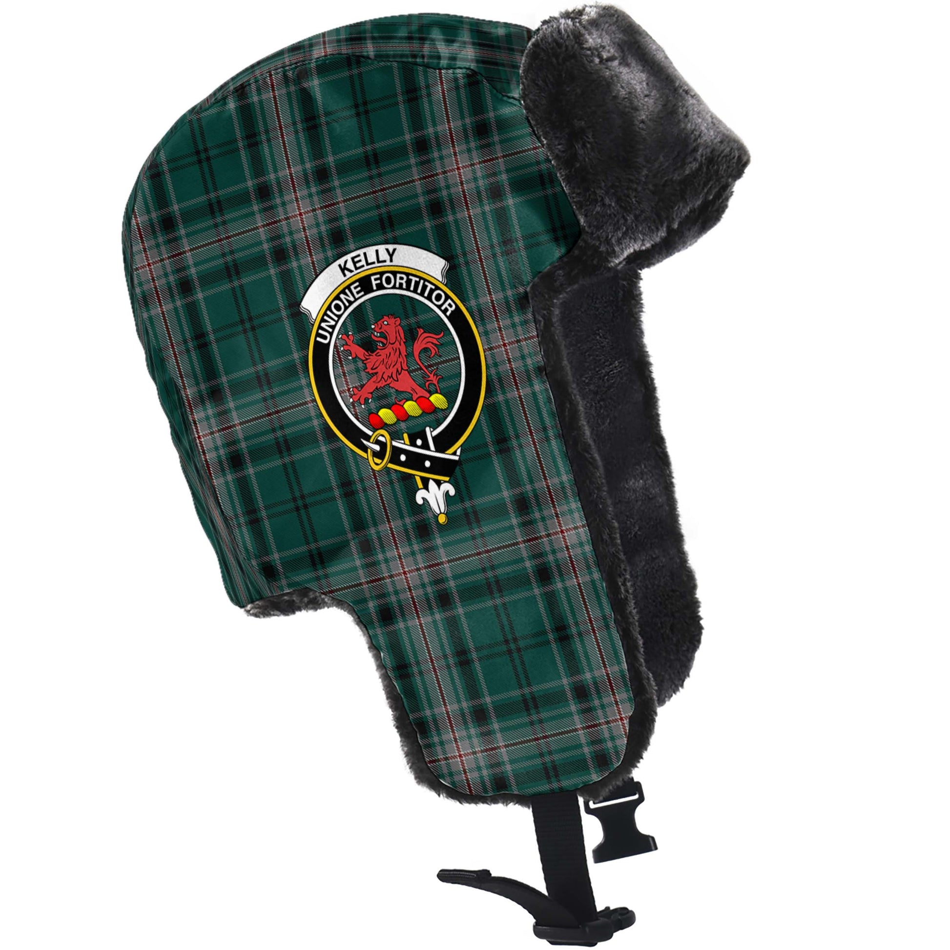 Kelly of Sleat Hunting Tartan Winter Trapper Hat with Family Crest - Tartanvibesclothing