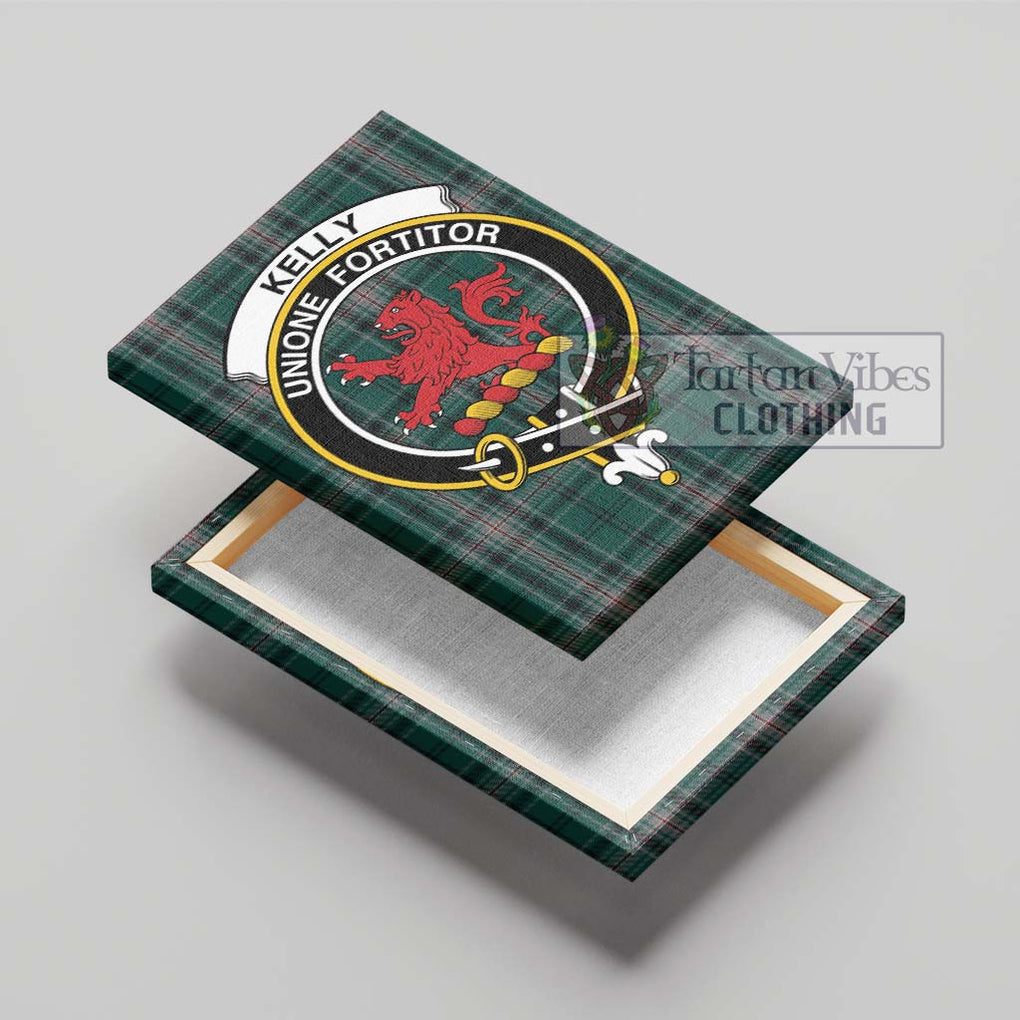 Kelly of Sleat Hunting Tartan Canvas Print Wall Art with Family Crest - Tartan Vibes Clothing