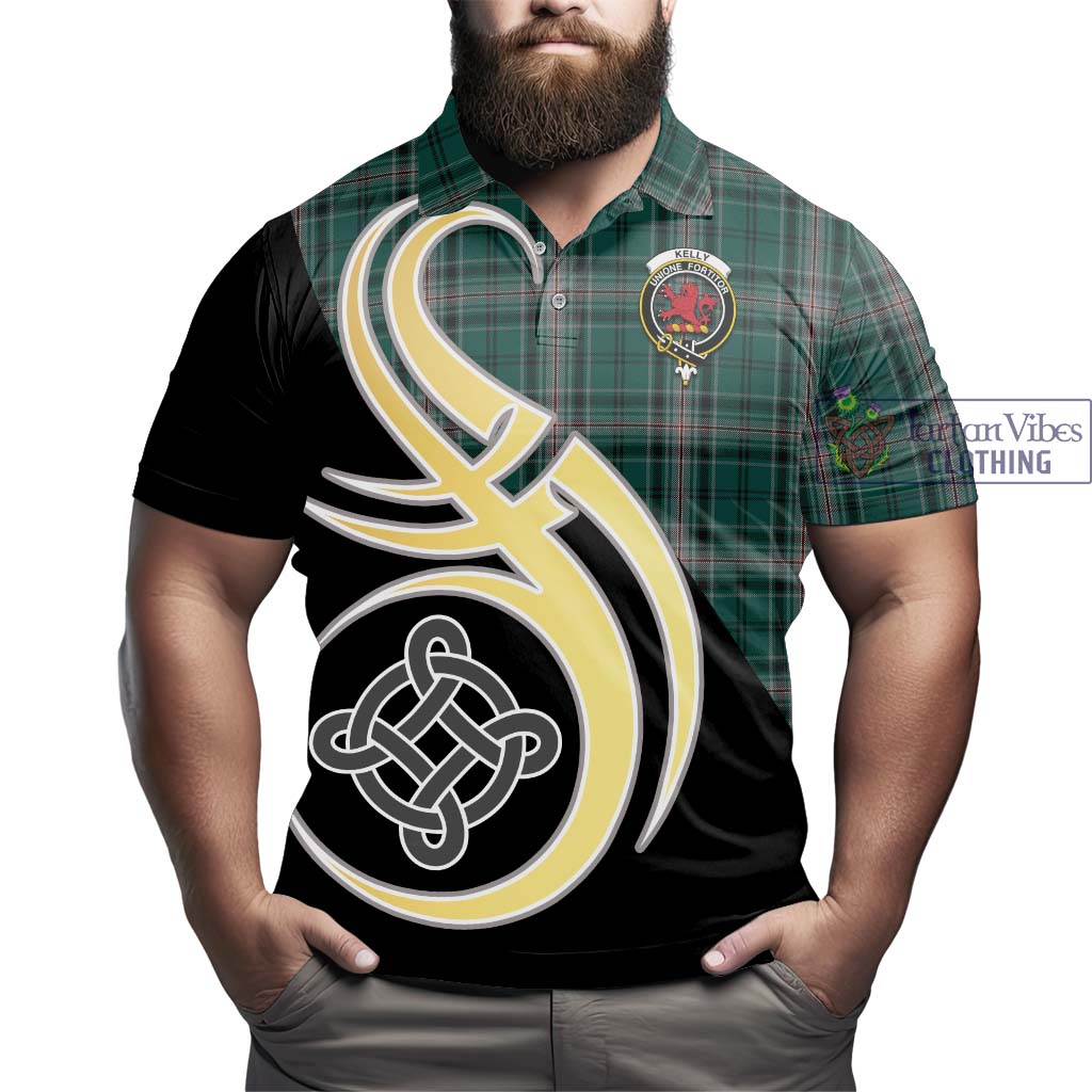 Kelly of Sleat Hunting Tartan Polo Shirt with Family Crest and Celtic Symbol Style - Tartan Vibes Clothing