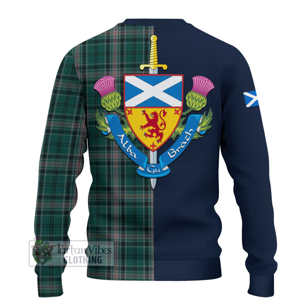 Tartan Vibes Clothing Kelly of Sleat Hunting Tartan Knitted Sweater with Scottish Lion Royal Arm Half Style