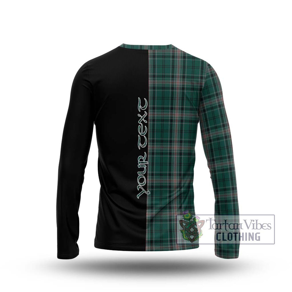 Kelly of Sleat Hunting Tartan Long Sleeve T-Shirt with Family Crest and Half Of Me Style - Tartanvibesclothing Shop