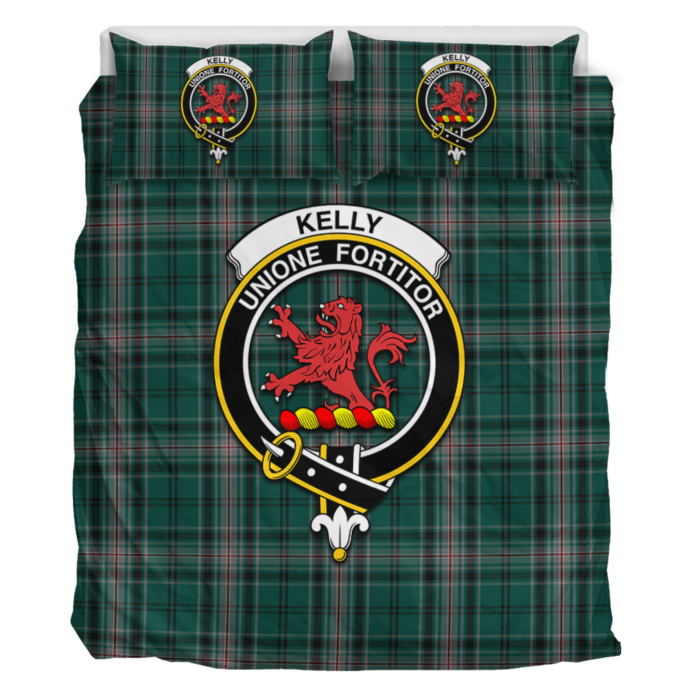 Kelly of Sleat Hunting Tartan Bedding Set with Family Crest - Tartan Vibes Clothing