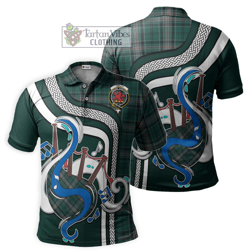 Tartan Vibes Clothing Kelly of Sleat Hunting Tartan Polo Shirt with Epic Bagpipe Style