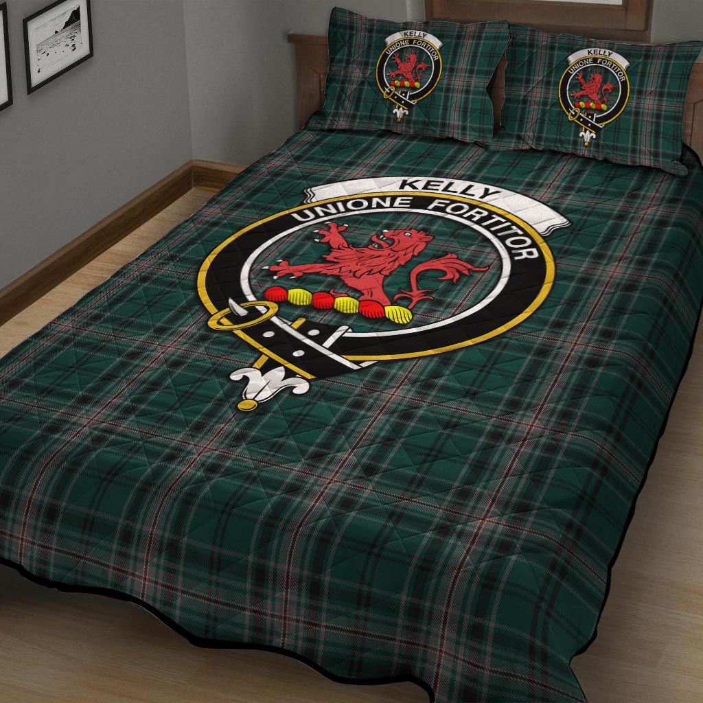 Kelly of Sleat Hunting Tartan Quilt Bed Set with Family Crest - Tartan Vibes Clothing