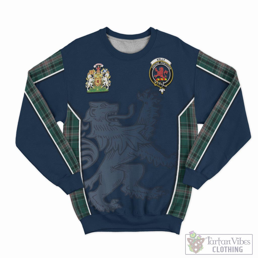 Tartan Vibes Clothing Kelly of Sleat Hunting Tartan Sweater with Family Crest and Lion Rampant Vibes Sport Style