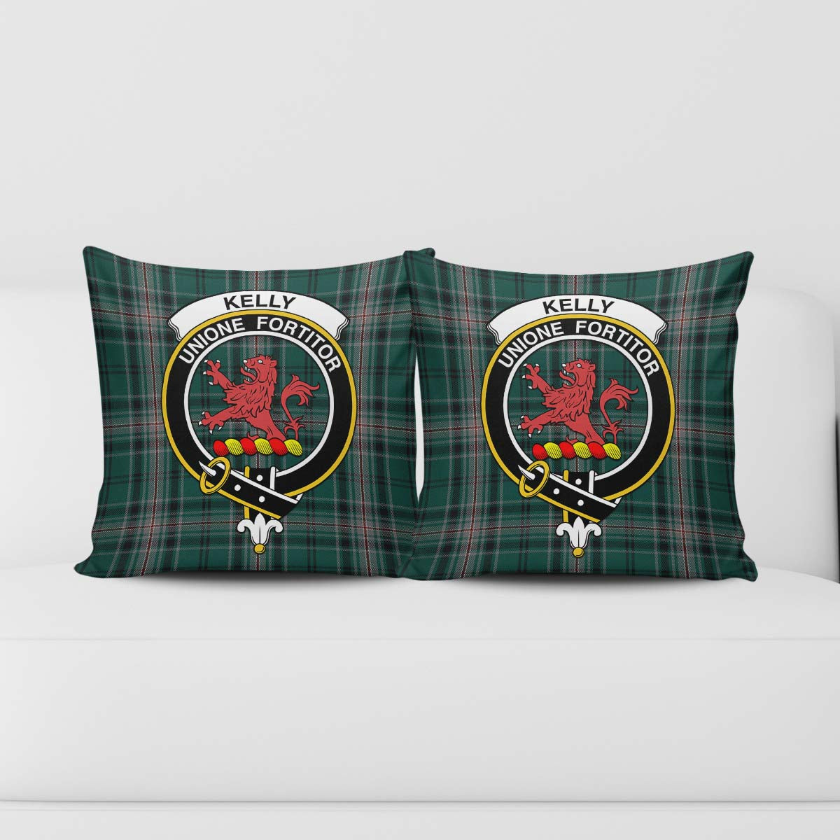 Kelly of Sleat Hunting Tartan Pillow Cover with Family Crest - Tartanvibesclothing