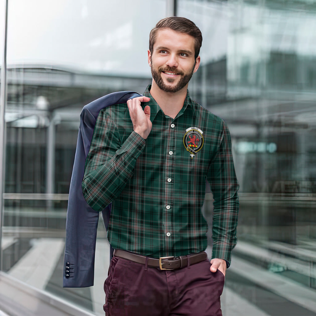 kelly-of-sleat-hunting-tartan-long-sleeve-button-up-shirt-with-family-crest