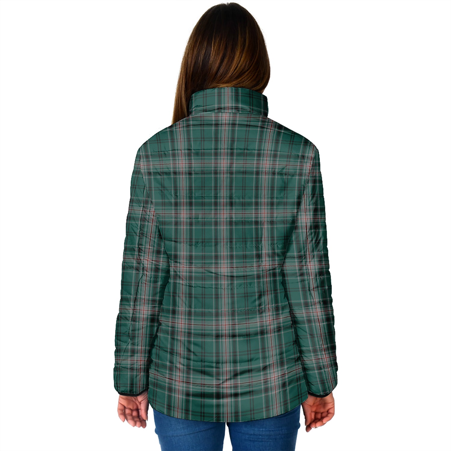 Kelly of Sleat Hunting Tartan Padded Jacket with Family Crest - Tartanvibesclothing