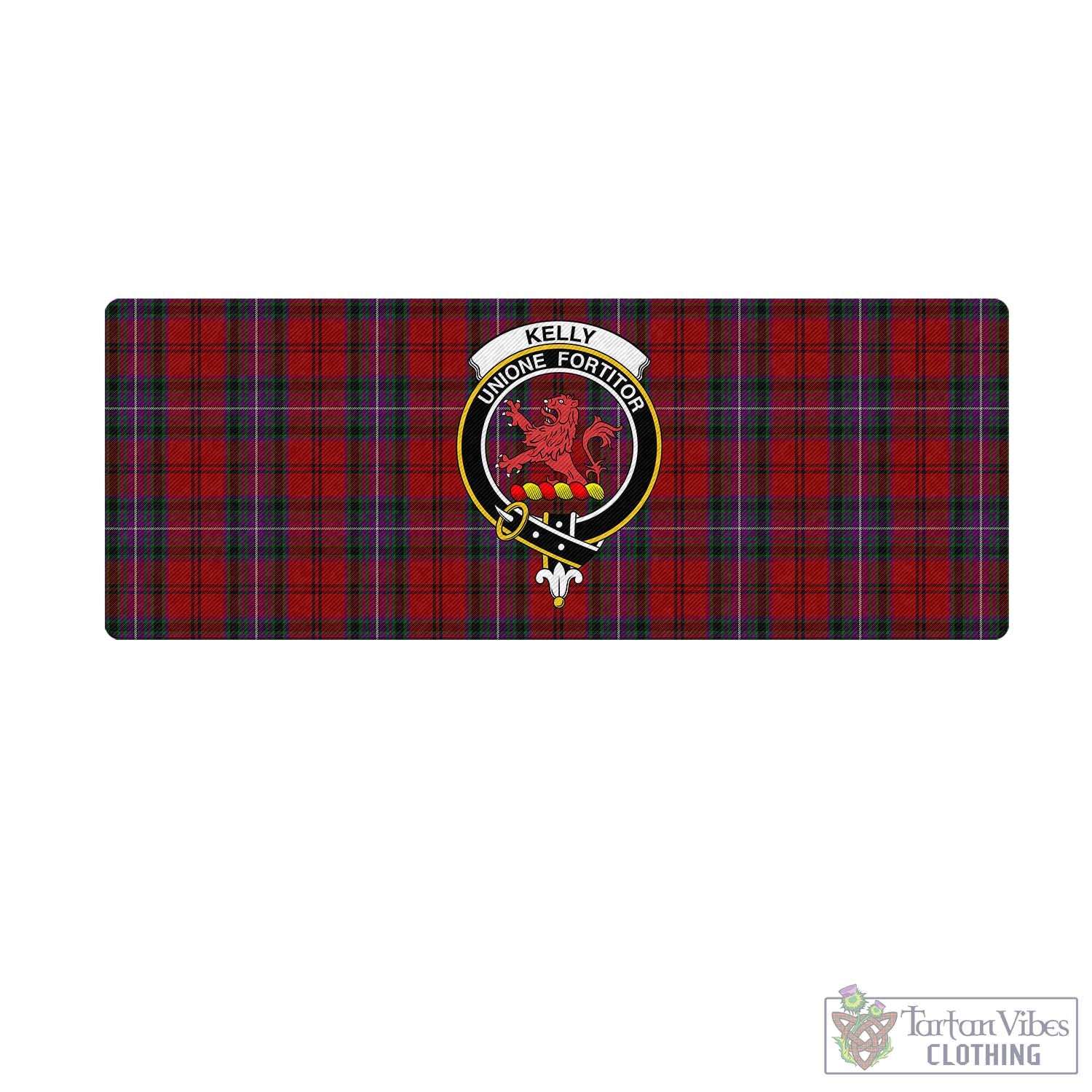 Tartan Vibes Clothing Kelly of Sleat Red Tartan Mouse Pad with Family Crest