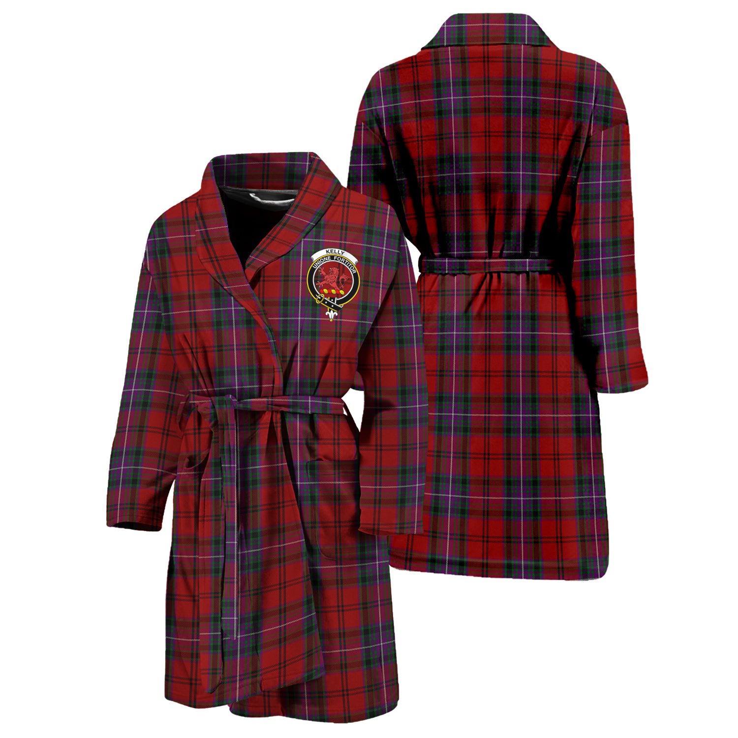 Kelly of Sleat Red Tartan Bathrobe with Family Crest Unisex S - Tartan Vibes Clothing