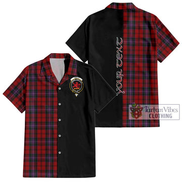 Kelly of Sleat Red Tartan Short Sleeve Button Shirt with Family Crest and Half Of Me Style