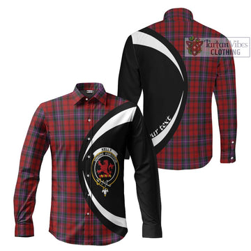 Kelly of Sleat Red Tartan Long Sleeve Button Up with Family Crest Circle Style