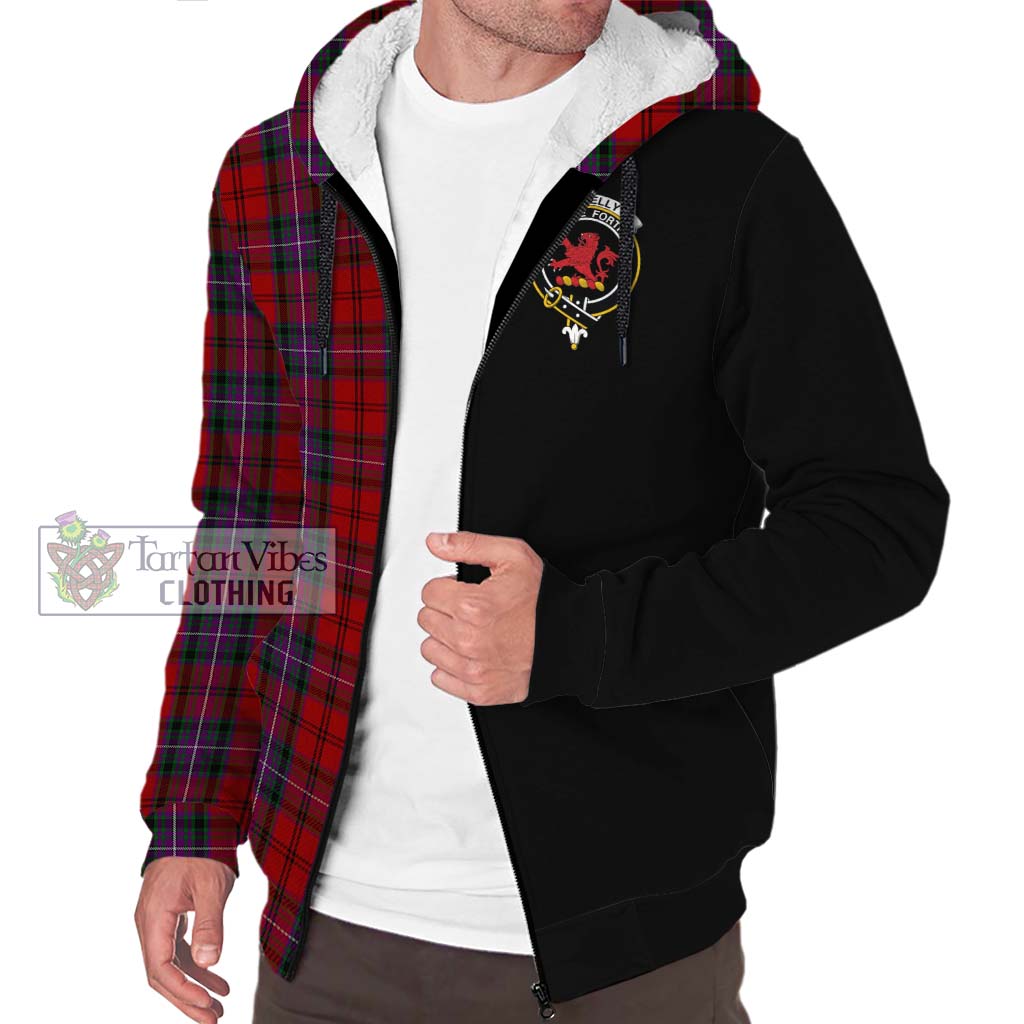 Tartan Vibes Clothing Kelly of Sleat Red Tartan Sherpa Hoodie with Family Crest and Half Of Me Style