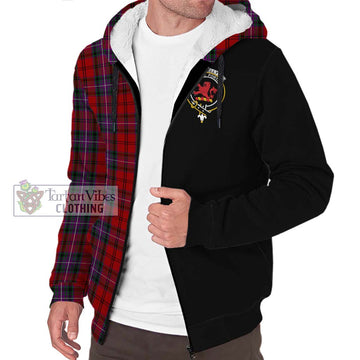 Kelly of Sleat Red Tartan Sherpa Hoodie with Family Crest and Half Of Me Style