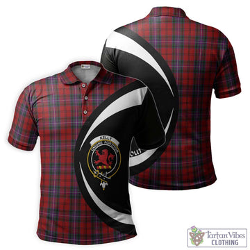 Kelly of Sleat Red Tartan Men's Polo Shirt with Family Crest Circle Style
