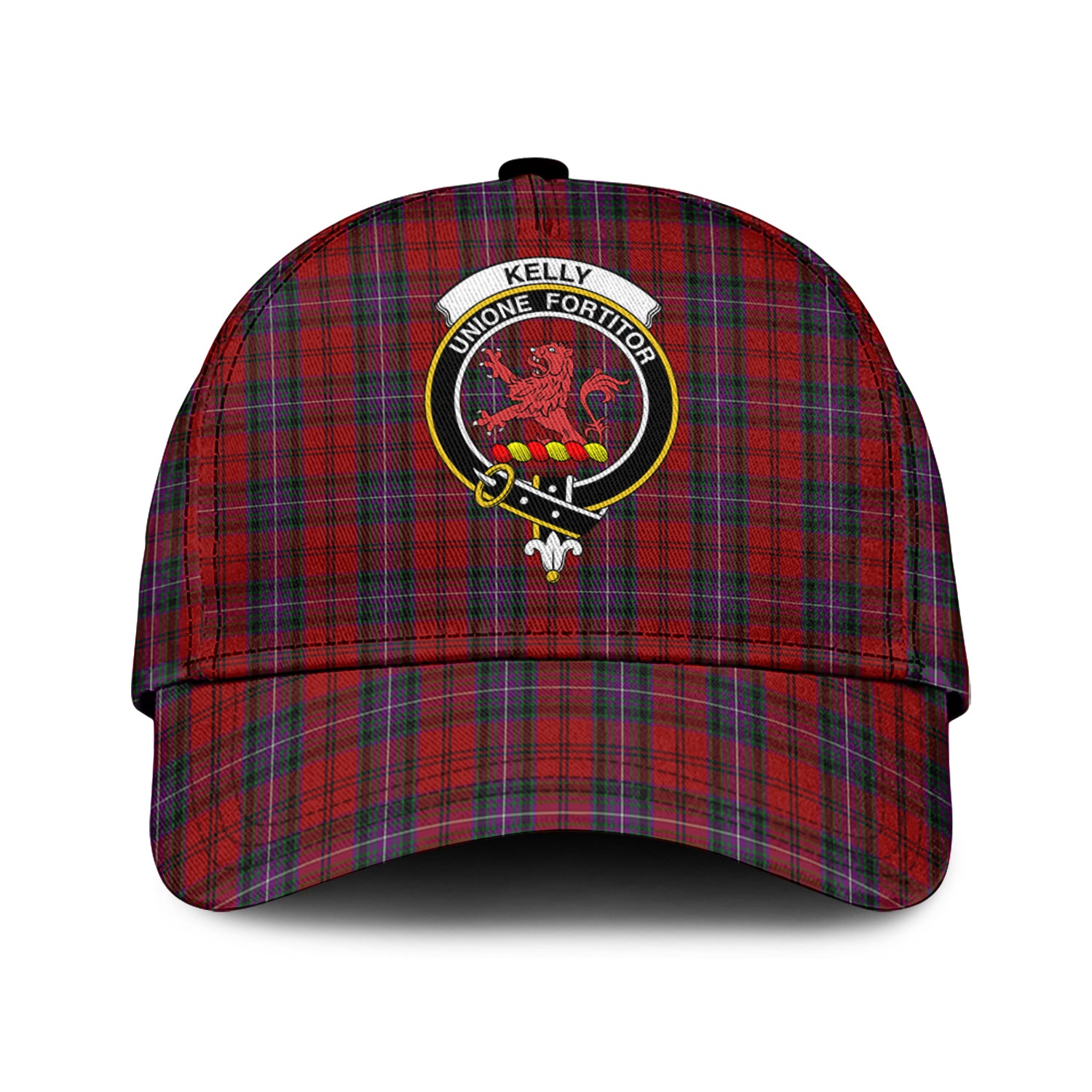 kelly-of-sleat-red-tartan-classic-cap-with-family-crest