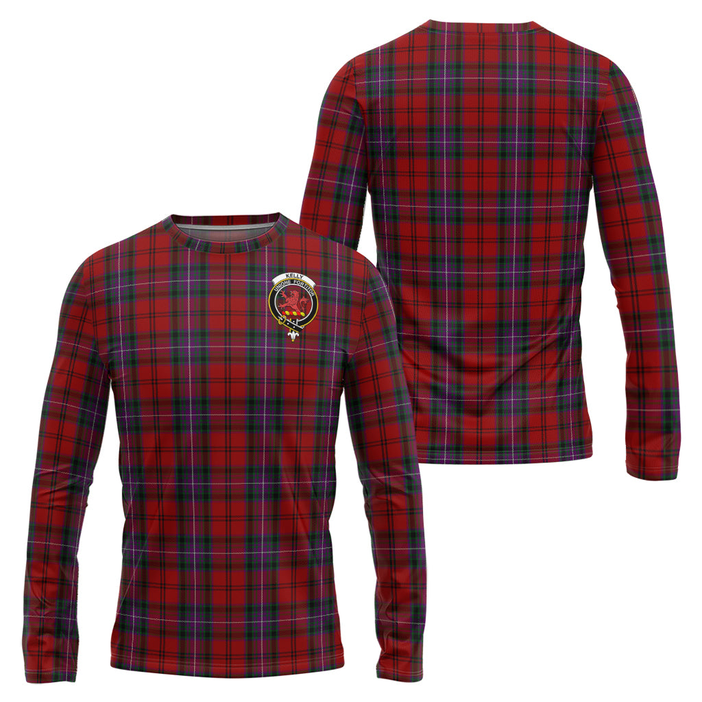 kelly-of-sleat-red-tartan-long-sleeve-t-shirt-with-family-crest