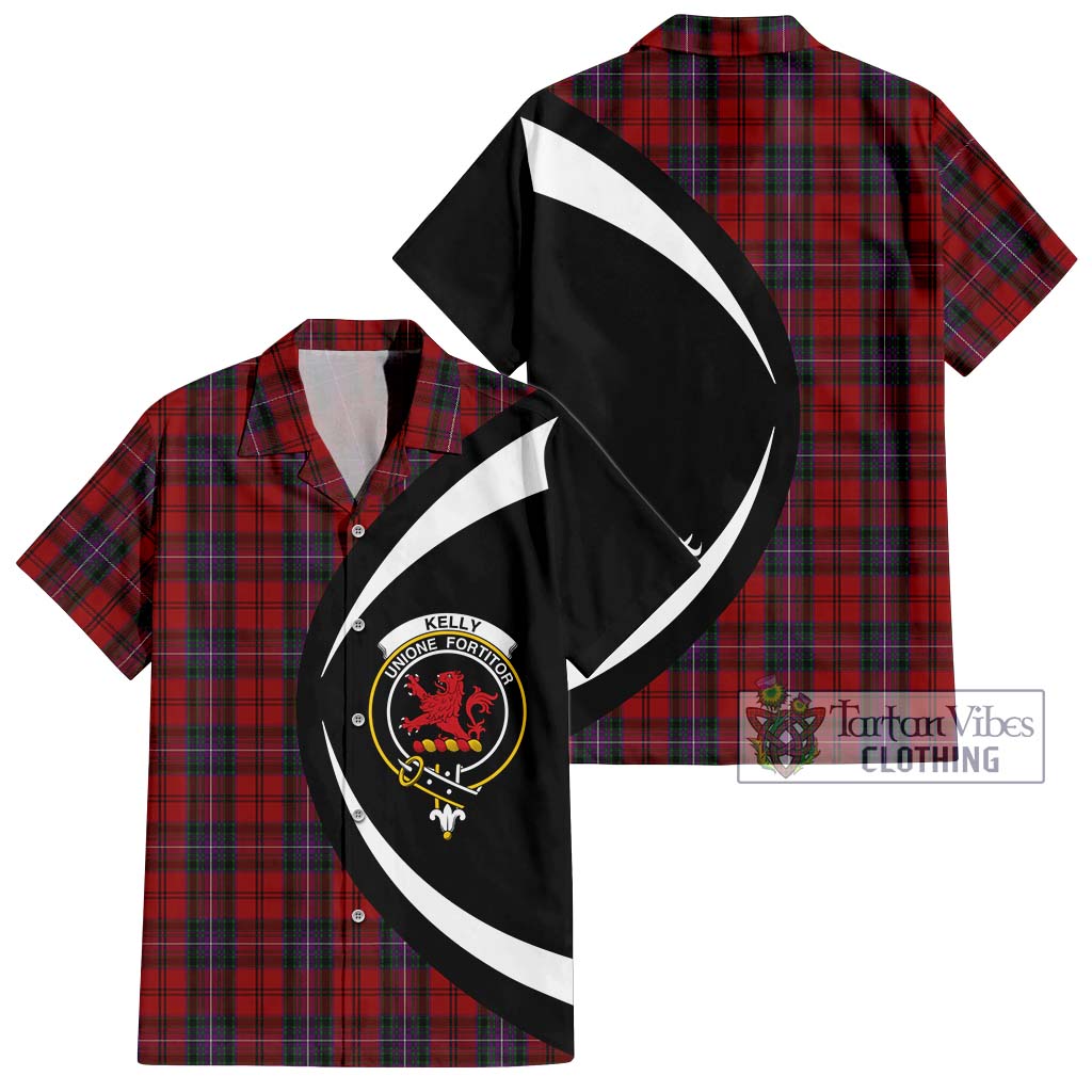 Kelly of Sleat Red Tartan Short Sleeve Button Up with Family Crest Circle Style Kid - Tartan Vibes Clothing