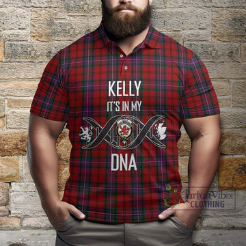 Kelly of Sleat Red Tartan Polo Shirt with Family Crest DNA In Me Style