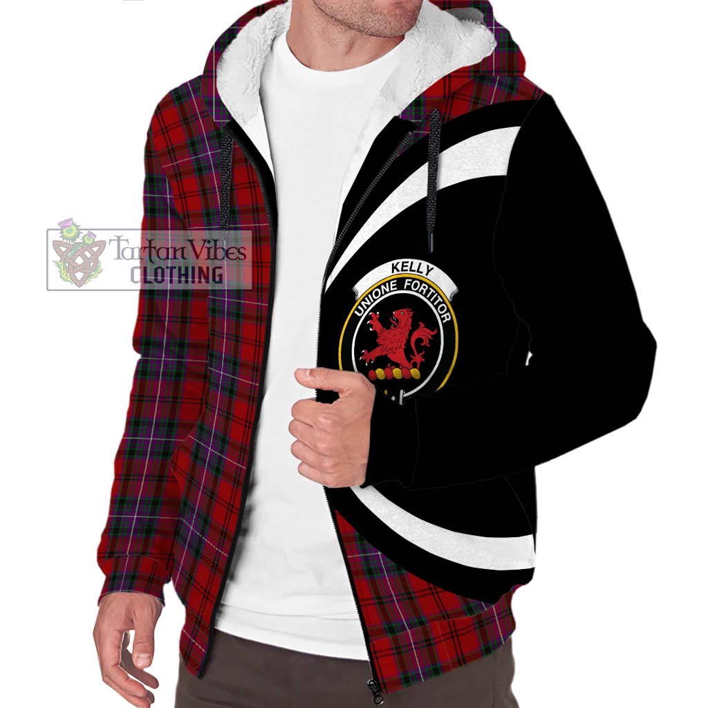 Kelly of Sleat Red Tartan Sherpa Hoodie with Family Crest Circle Style Unisex S - Tartan Vibes Clothing