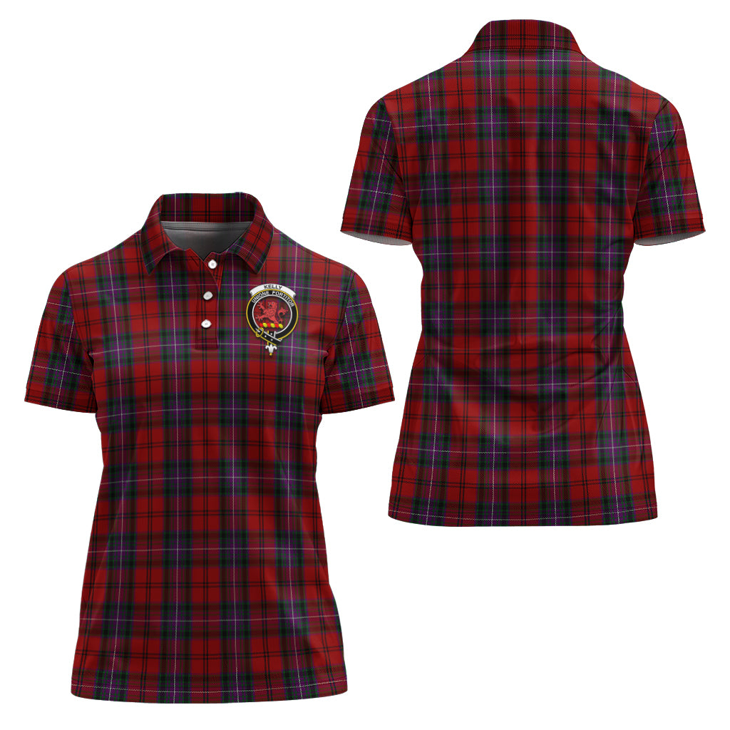 Kelly of Sleat Red Tartan Polo Shirt with Family Crest For Women Women - Tartan Vibes Clothing