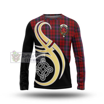 Kelly of Sleat Red Tartan Long Sleeve T-Shirt with Family Crest and Celtic Symbol Style