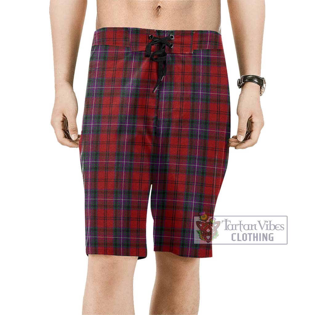 Tartan Vibes Clothing Kelly of Sleat Red Tartan Men's Board Shorts