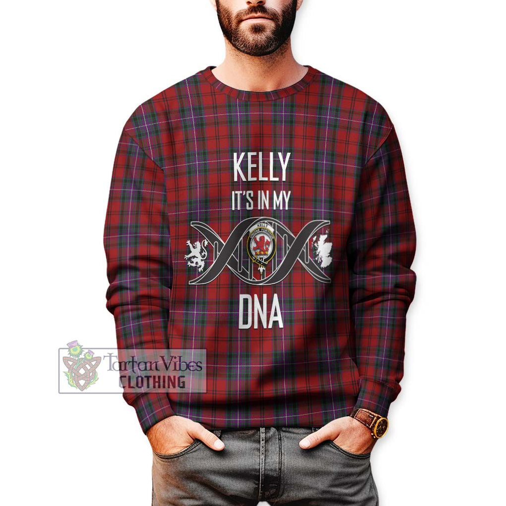 Kelly of Sleat Red Tartan Sweatshirt with Family Crest DNA In Me Style Unisex - Tartanvibesclothing Shop