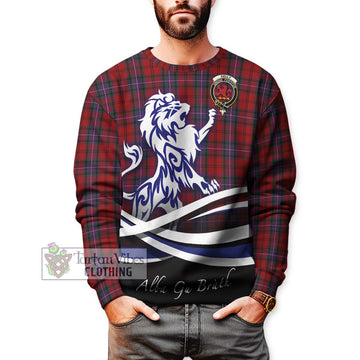 Kelly of Sleat Red Tartan Sweatshirt with Alba Gu Brath Regal Lion Emblem