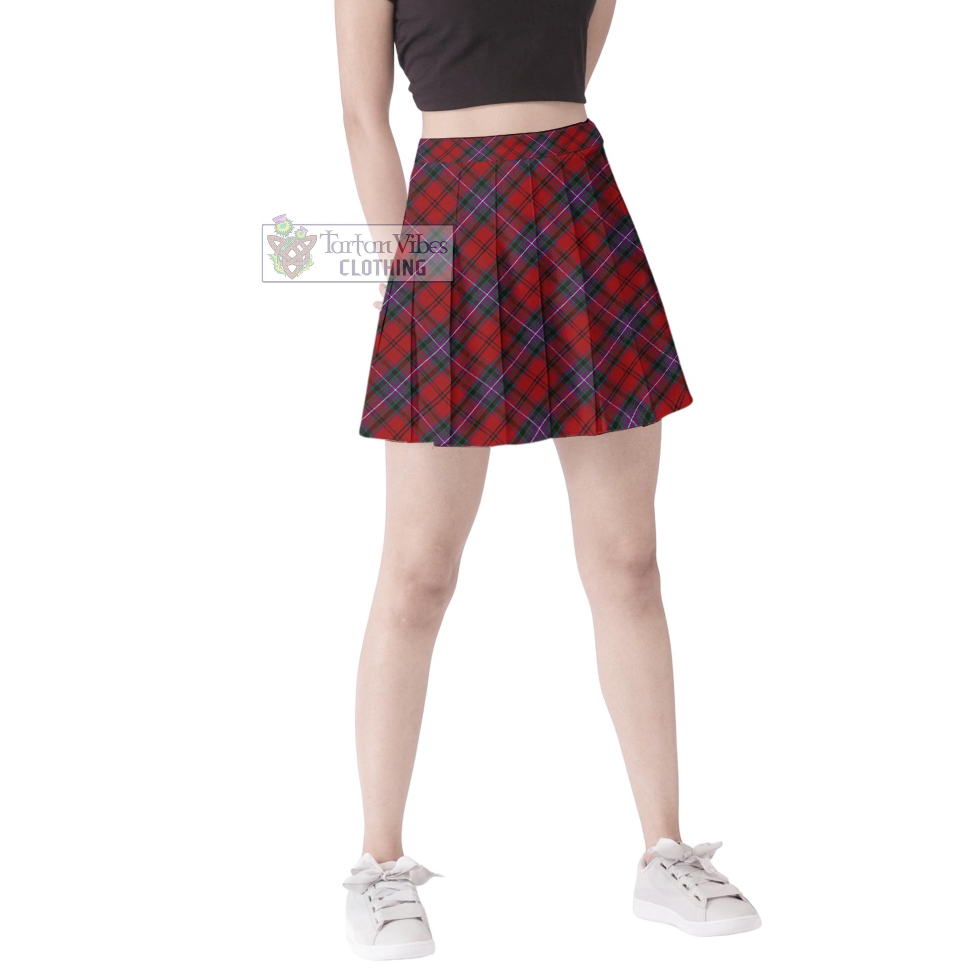 Tartan Vibes Clothing Kelly of Sleat Red Tartan Women's Plated Mini Skirt