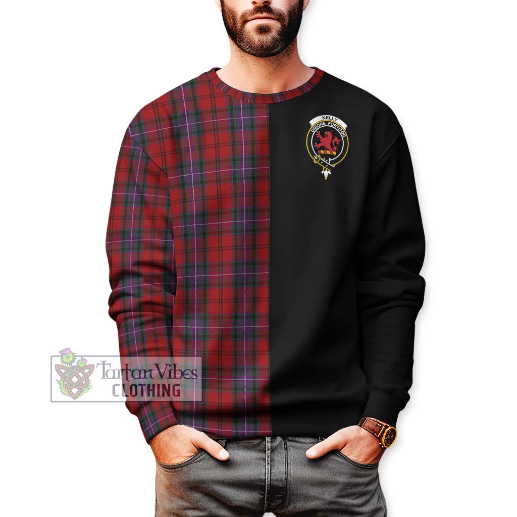 Tartan Vibes Clothing Kelly of Sleat Red Tartan Sweatshirt with Family Crest and Half Of Me Style