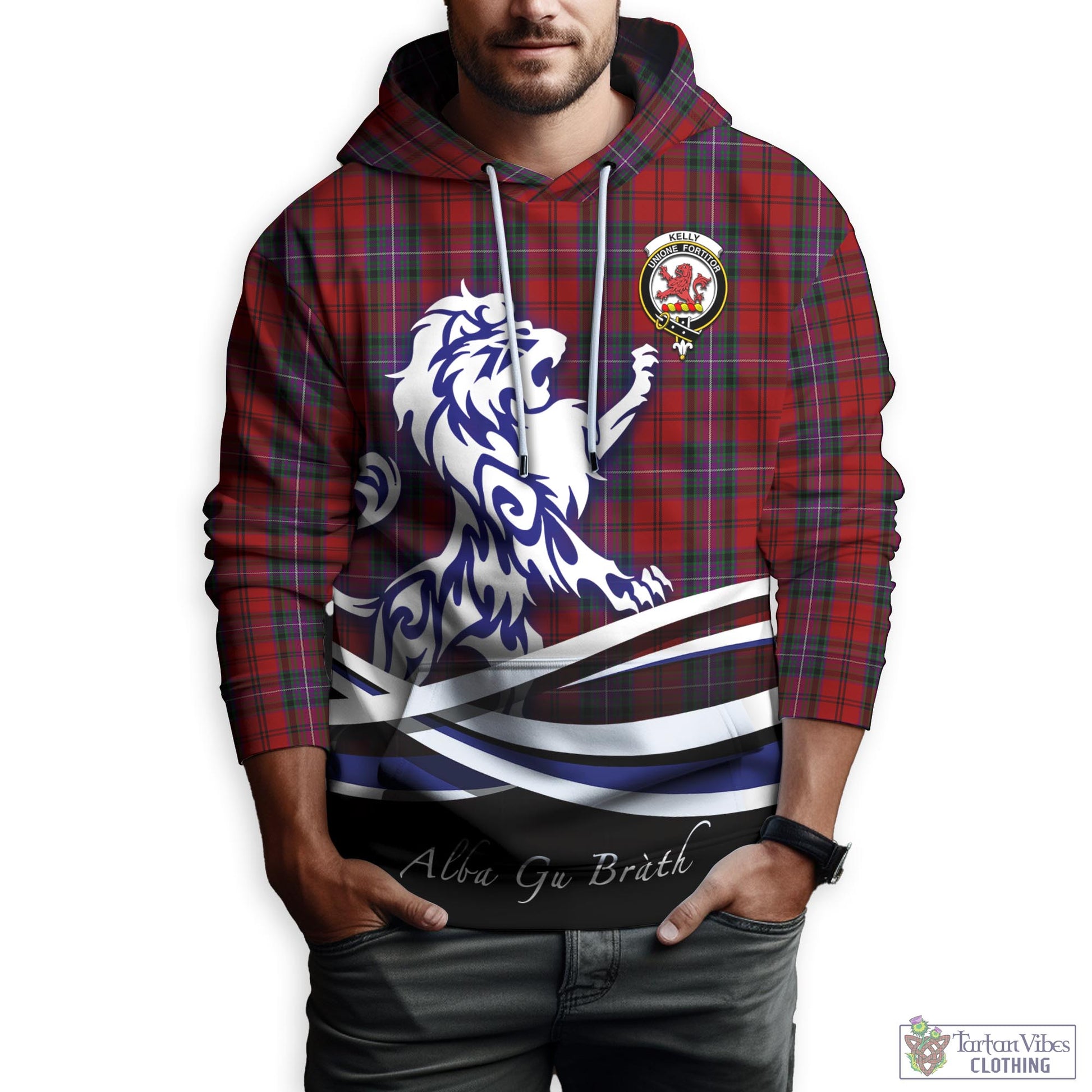 kelly-of-sleat-red-tartan-hoodie-with-alba-gu-brath-regal-lion-emblem