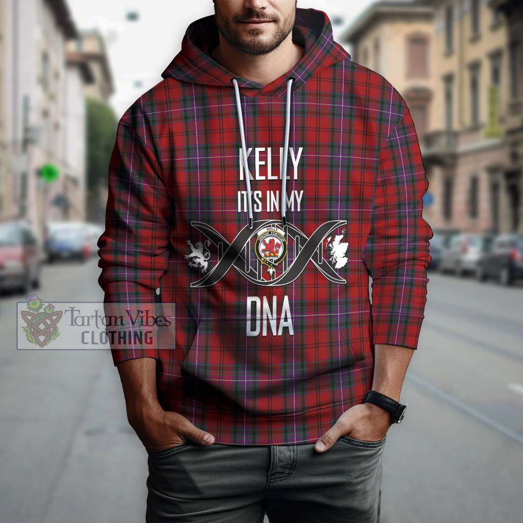 Kelly of Sleat Red Tartan Hoodie with Family Crest DNA In Me Style Pullover Hoodie - Tartanvibesclothing Shop