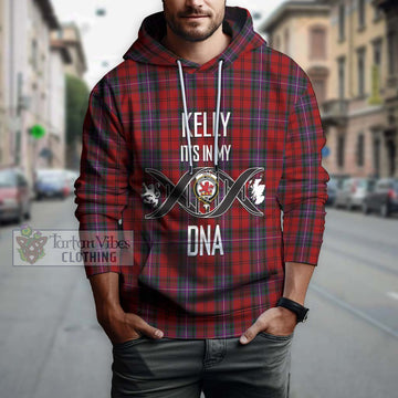 Kelly of Sleat Red Tartan Hoodie with Family Crest DNA In Me Style