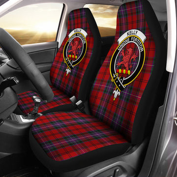 Kelly of Sleat Red Tartan Car Seat Cover with Family Crest