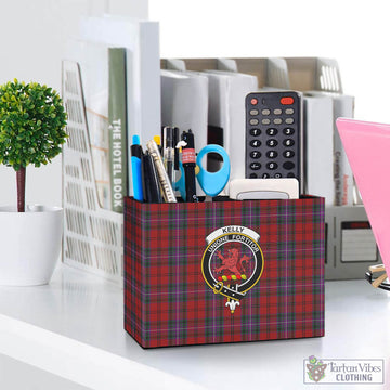 Kelly of Sleat Red Tartan Pen Holder with Family Crest