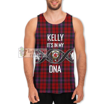 Kelly of Sleat Red Tartan Men's Tank Top with Family Crest DNA In Me Style