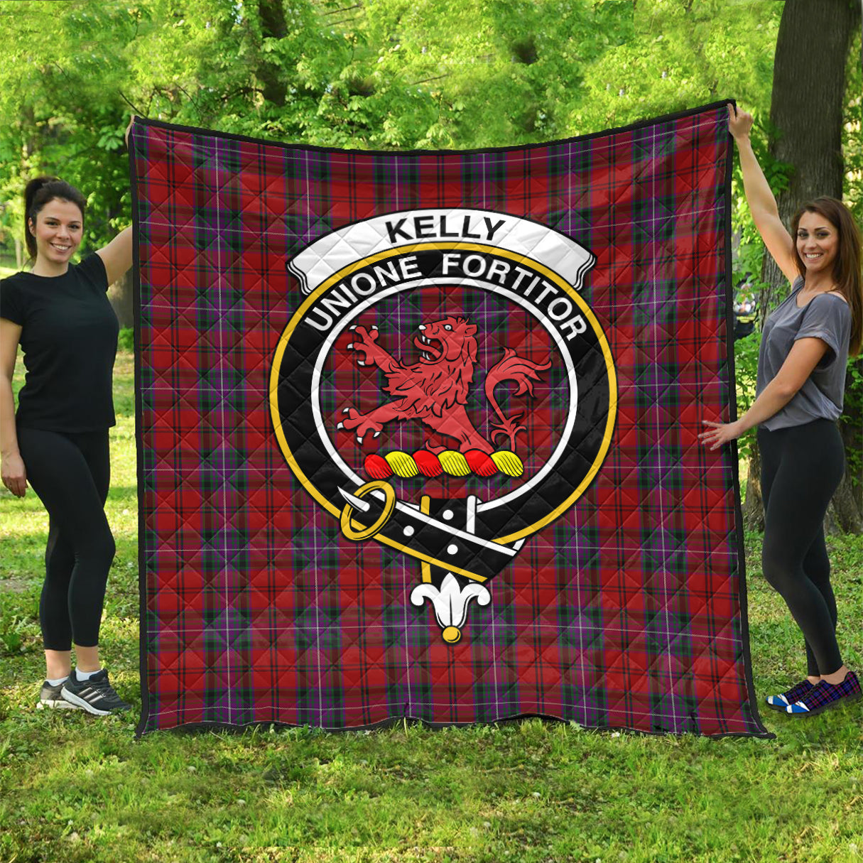 kelly-of-sleat-red-tartan-quilt-with-family-crest