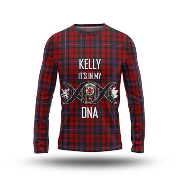 Kelly of Sleat Red Tartan Long Sleeve T-Shirt with Family Crest DNA In Me Style