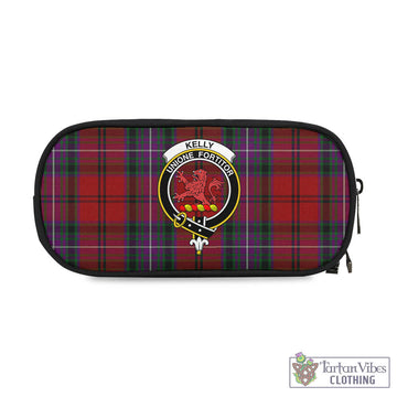 Kelly of Sleat Red Tartan Pen and Pencil Case with Family Crest