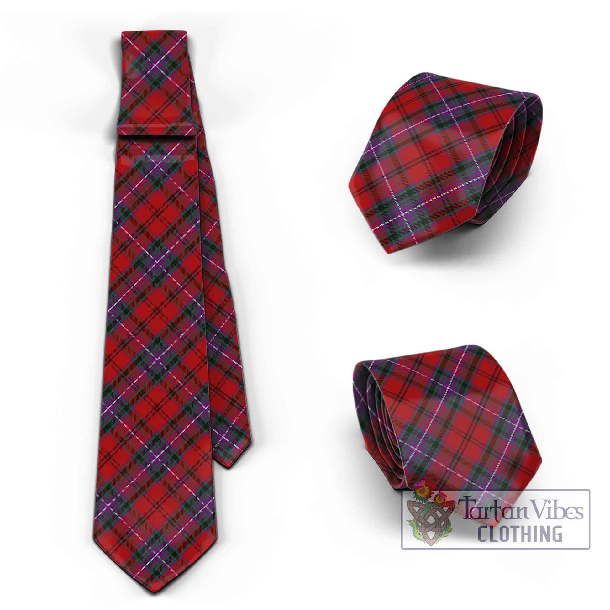 Tartan Vibes Clothing Kelly of Sleat Red Tartan Classic Necktie Cross Style