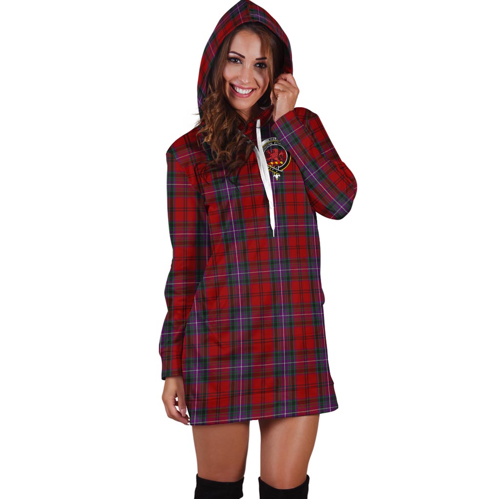 Kelly of Sleat Red Tartan Hoodie Dress with Family Crest - Tartanvibesclothing