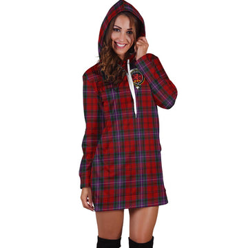 Kelly of Sleat Red Tartan Hoodie Dress with Family Crest