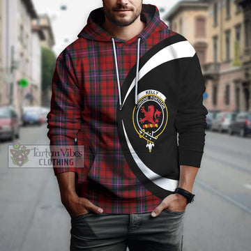 Kelly of Sleat Red Tartan Hoodie with Family Crest Circle Style