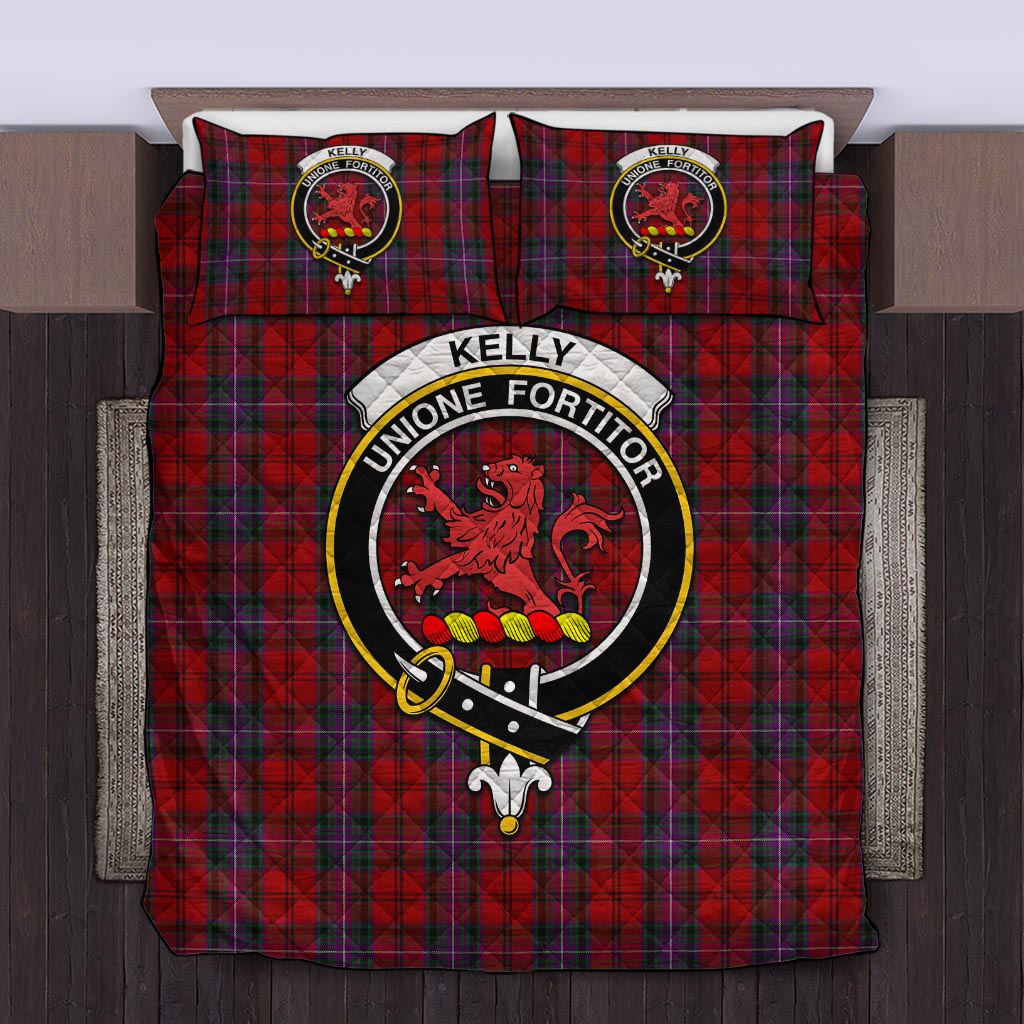 Kelly of Sleat Red Tartan Quilt Bed Set with Family Crest Twin - Tartanvibesclothing